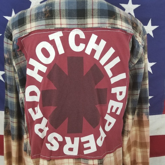 G.H. Bass & Co. Tops - Upcycle Flannel Red Hot Chilly Peppers Concert T M